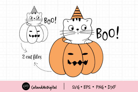 Cat in Pumpkin Halloween Graphics for Seasonal Branding