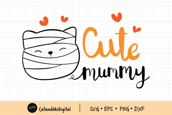 Cute Cat Mummy for Halloween Graphics