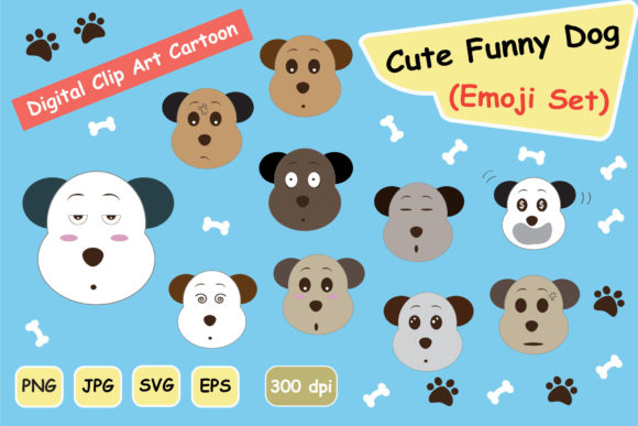 CUTE Funny DOG Emoji Graphics