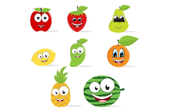 Funny Fruit Cartoon Collection Graphics
