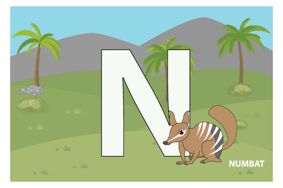 Funny Numbat with the Letter N Graphics