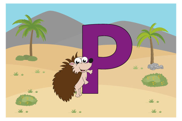 Funny Porcupine with the Letter P Graphics