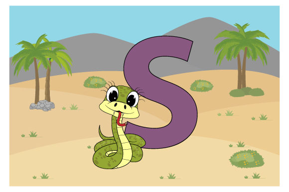 Funny Snake with the Letter S Graphics